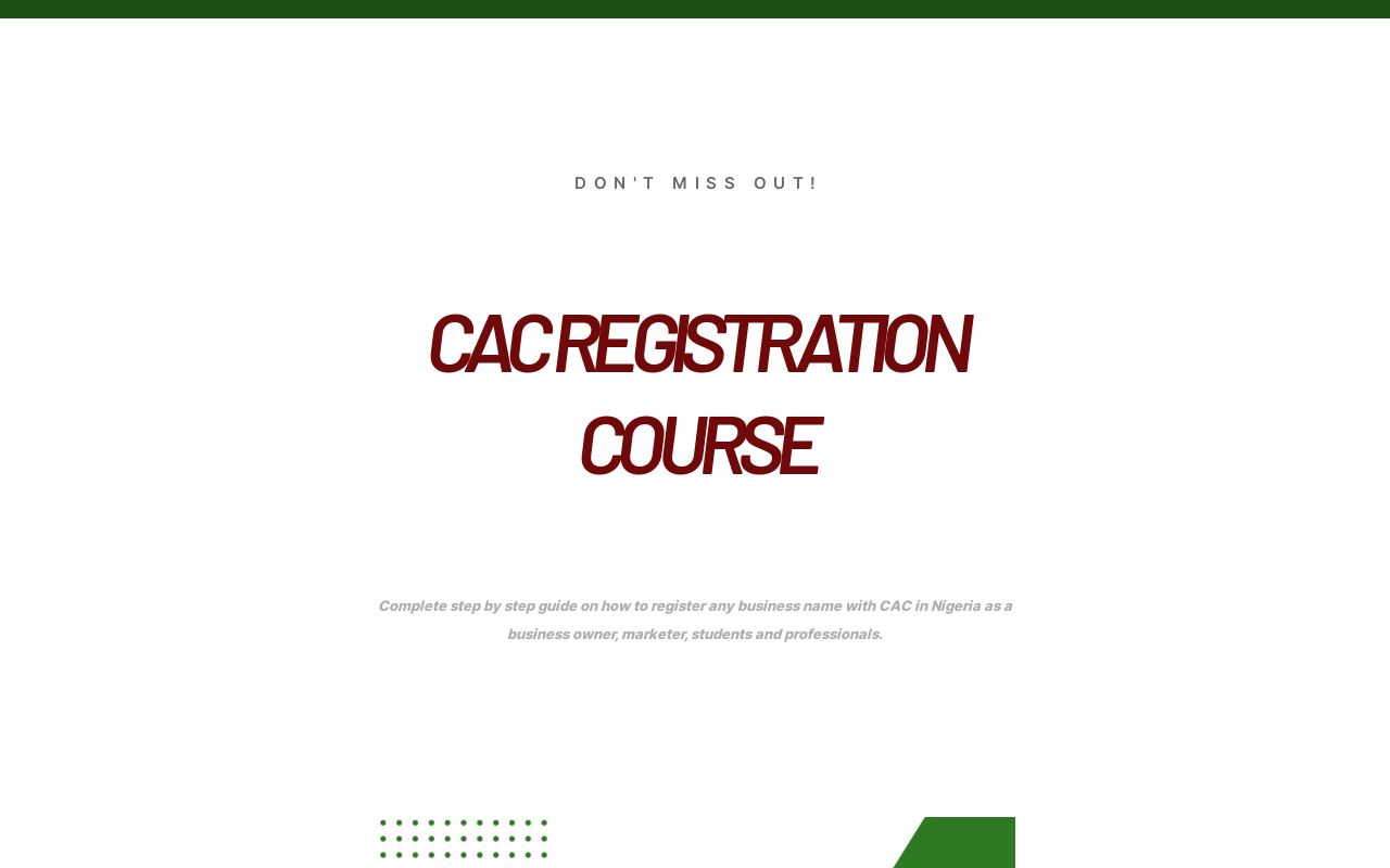 CAC REGISTRATION COURSE